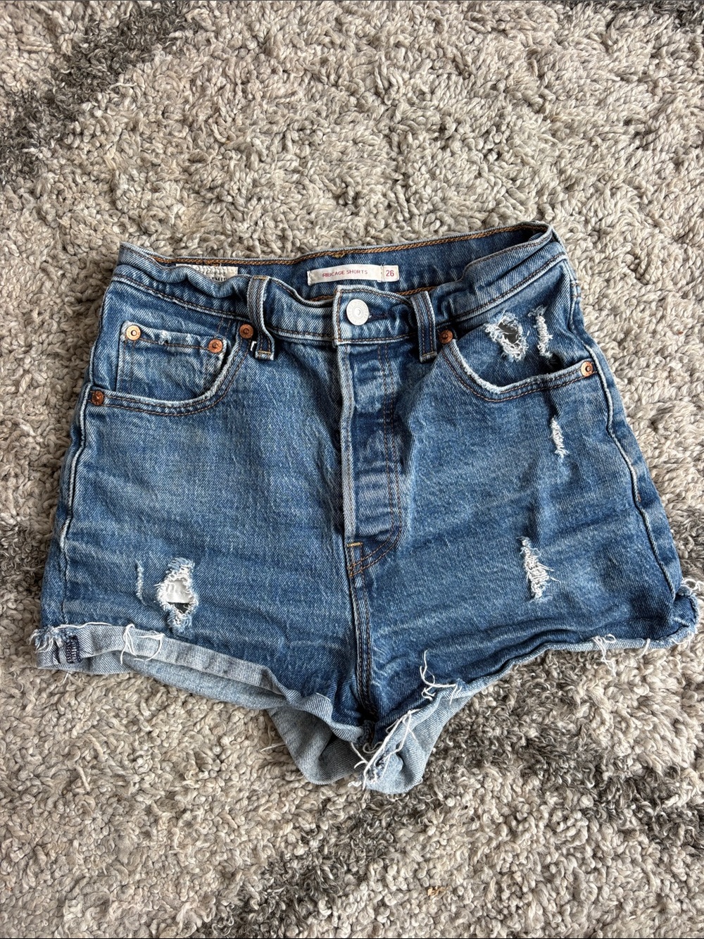 Levi Strauss & Co| Ribcage Distressed Denim Jean Shorts